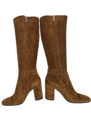 Gianvito Rossi $1200 Rust Suede Knee High Buckle Boots 39/9 - NEW