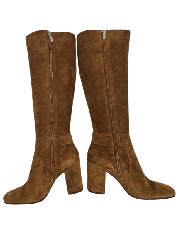 Gianvito Rossi $1200 Rust Suede Knee High Buckle Boots 39/9 - NEW