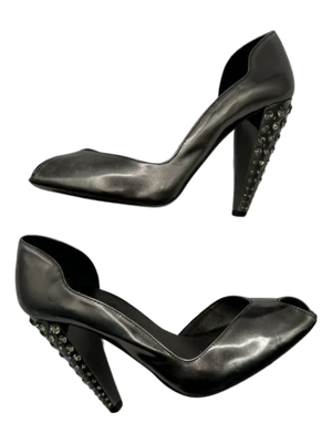 Miu Miu Lame Jeweled Heels