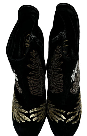 Roger Vivier Metallic Sequin Booties - Size 39.5