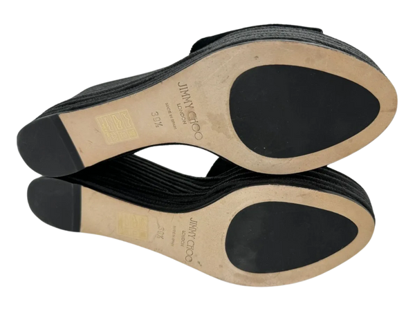 Jimmy Choo Deedee Liquid Velvet Jute Wedge Sandals *NEW*