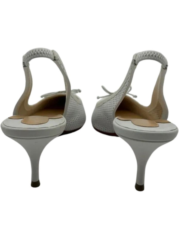 Christian Louboutin HALL SLING PUMP Perforated Leather Heels - Suze 39.5 *NEW*