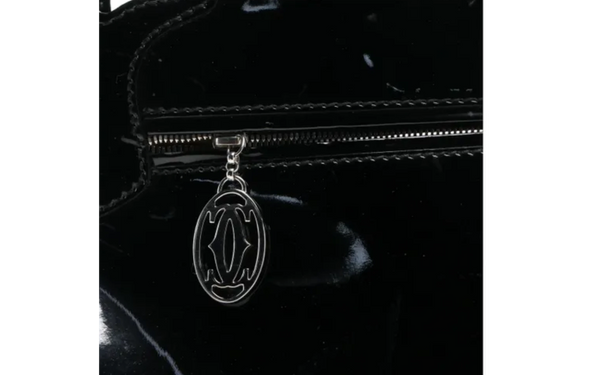 Cartier Large Handbag in Black Patent Leather