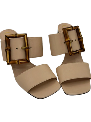 Gucci Beige Sandal With Bamboo Buckle