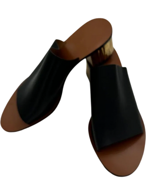 Chloe Qassie Leather Block-Heel Mule Sandal - Size 39.5