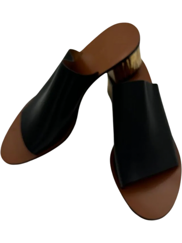 Chloe Qassie Leather Block-Heel Mule Sandal - Size 39.5