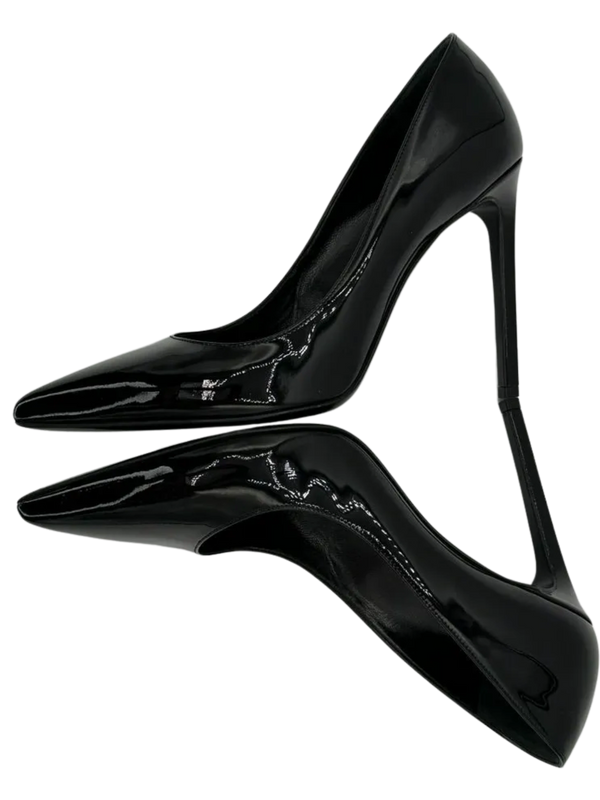 Saint Laurent Black Patent Leather Pointed Toe Pumps - Sz 38.5