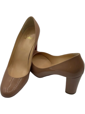 Christian Louboutin Patent Gena 85 Pumps Nude *NEW*