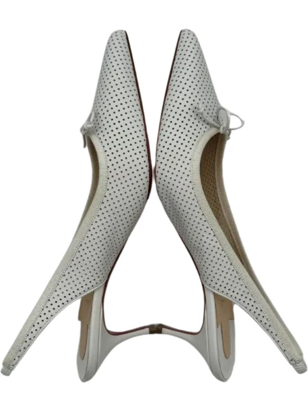 Christian Louboutin HALL SLING PUMP Perforated Leather Heels - Suze 39.5 *NEW*