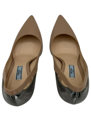 Prada Nude/Metallic Pointed Toe Heels - 39 *NEW*
