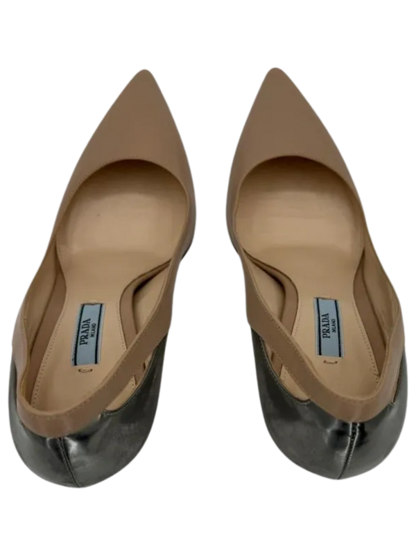 Prada Nude/Metallic Pointed Toe Heels - 39 *NEW*