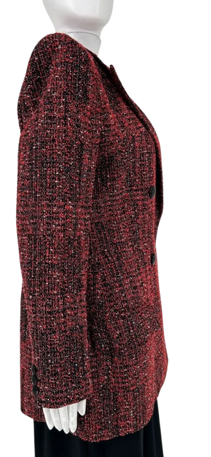 Givenchy Paris - Red Black and White Textured Double Breasted Strong Shoulder Peak Lapel Blazer/Jacket/Coat – Size 44