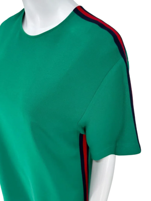 Gucci Dress Stretch Green Jersey Tunic with Iconic Ribbon