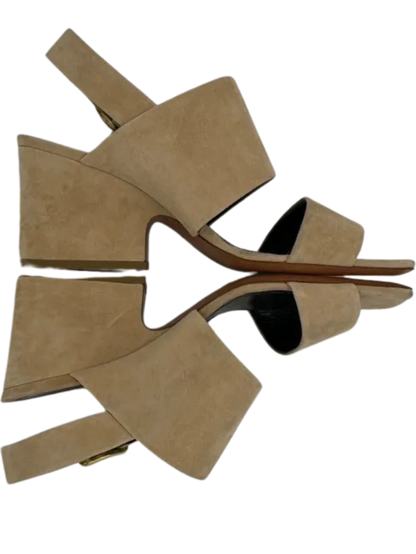 Celine Slingback Sandals Beige Suede *NEW*