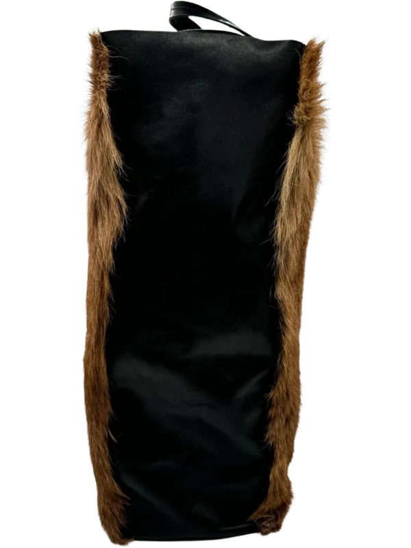 CELINE Vertical Cabas Black/Brown Fur & Leather Large Tote