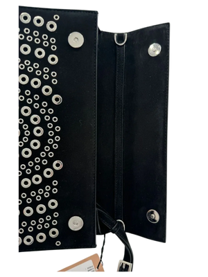 ALAIA Suede Eyelet Embellished Oeillets Pochette Black