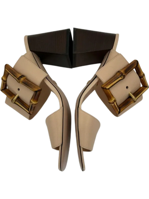 Gucci Beige Sandal With Bamboo Buckle