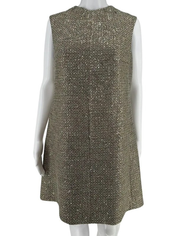 Saint Laurent Sleeveless Tweed Sparkly and Sequined Shift Dress – Size 44 FR