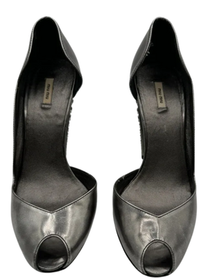 Miu Miu Lame Jeweled Heels