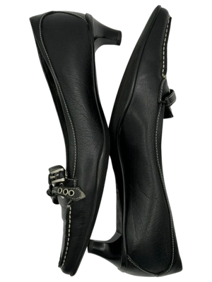 Prada Bow & Buckle Stitched Kitten Heels - Prada