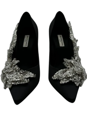 BALENCIAGA Sequin-embellished satin pumps *NEW*