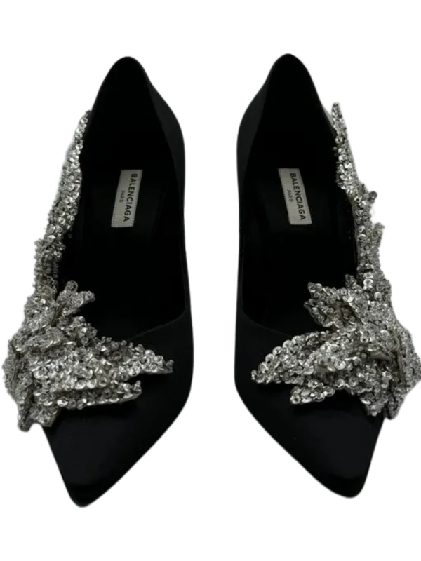 BALENCIAGA Sequin-embellished satin pumps *NEW*