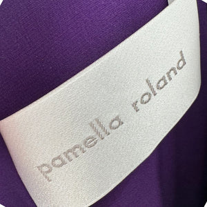 PAMELLA ROLAND Purple Cold Shoulder Beaded Neck Long Sleeve Maxi Dress 10.