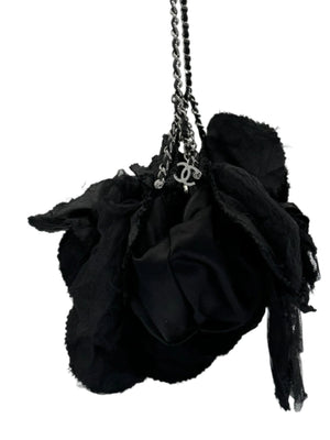 Chanel Satin Camellia Shoulder Bag