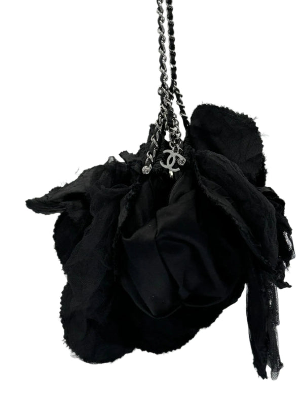 Chanel Satin Camellia Shoulder Bag