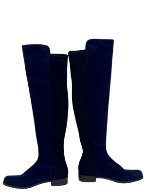 Stuart Weitzman Navy Suede 5050 Boots Size 8 - NEW