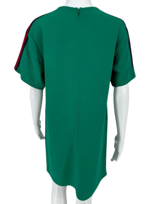 Gucci Dress Stretch Green Jersey Tunic with Iconic Ribbon