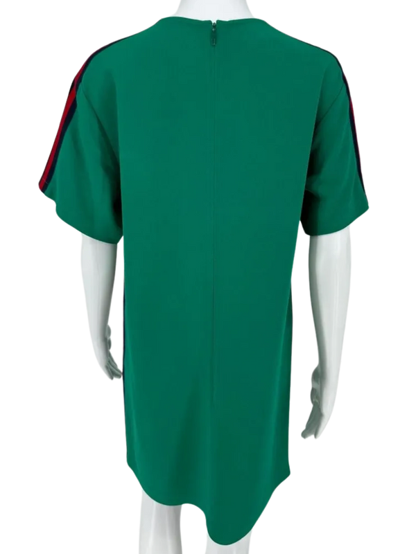 Gucci Dress Stretch Green Jersey Tunic with Iconic Ribbon