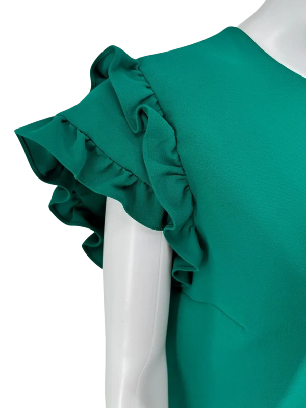 Victoria Beckham Double Ruffle Cap Sleeve Dress