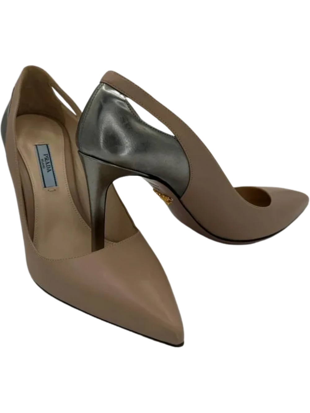 Prada Nude/Metallic Pointed Toe Heels - 39 *NEW*