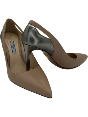 Prada Nude/Metallic Pointed Toe Heels - 39 *NEW*