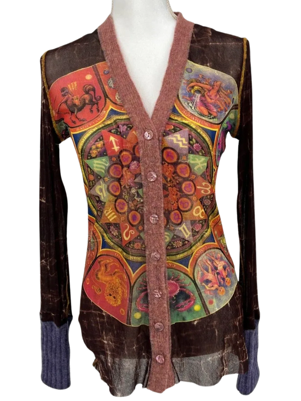 Jean Paul Gaultier F/W 1998  Zodiac/Astrology Mesh Cardigan- Vintage