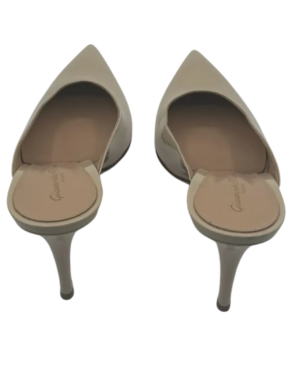 Gianvito Rossi Cream Patent Leather Paige Mules