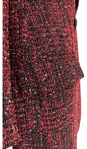 Givenchy Paris - Red Black and White Textured Double Breasted Strong Shoulder Peak Lapel Blazer/Jacket/Coat – Size 44