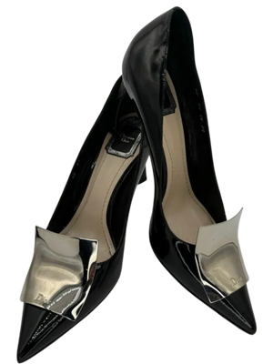 Christian Dior Black Patent Leather "Instinct" Pointed Toe Pumps