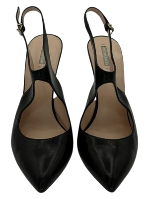 Giorgio Armani Black Leather Slingbacks - Size 39.5