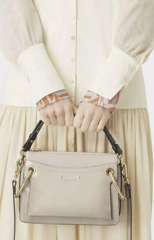 Chloe Calfskin Suede Small Roy Bag Motty Grey *NEW*