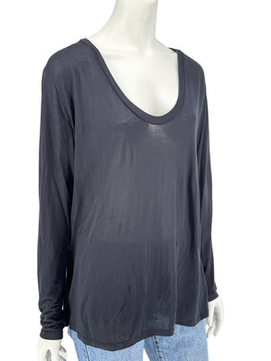 L’Agence Black Long Sleeve Scoop Neck Top – Size L