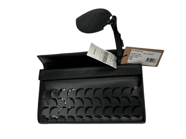 Alaia Black Laser Cut Perforated Long Clutch with Mirror - NEW