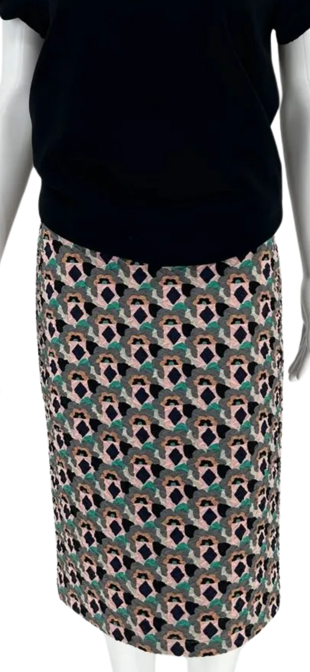 Prada Embossed Multi Color Geometric Print Pencil Skirt *NEW*