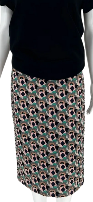 Prada Embossed Multi Color Geometric Print Pencil Skirt *NEW*