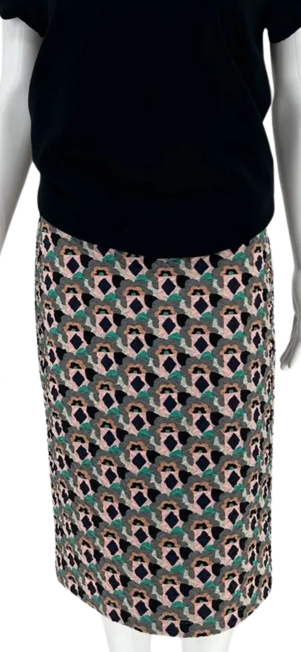 Prada Embossed Multi Color Geometric Print Pencil Skirt *NEW*