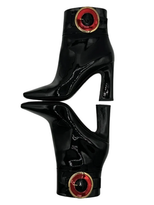 Louis Vuitton Black Patent Leather Ankle Boots - Size 39