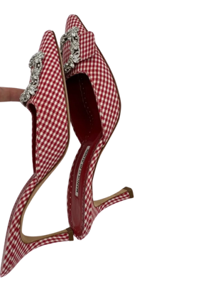 MANOLO BLAHNIK Gingham Hangisi Mules