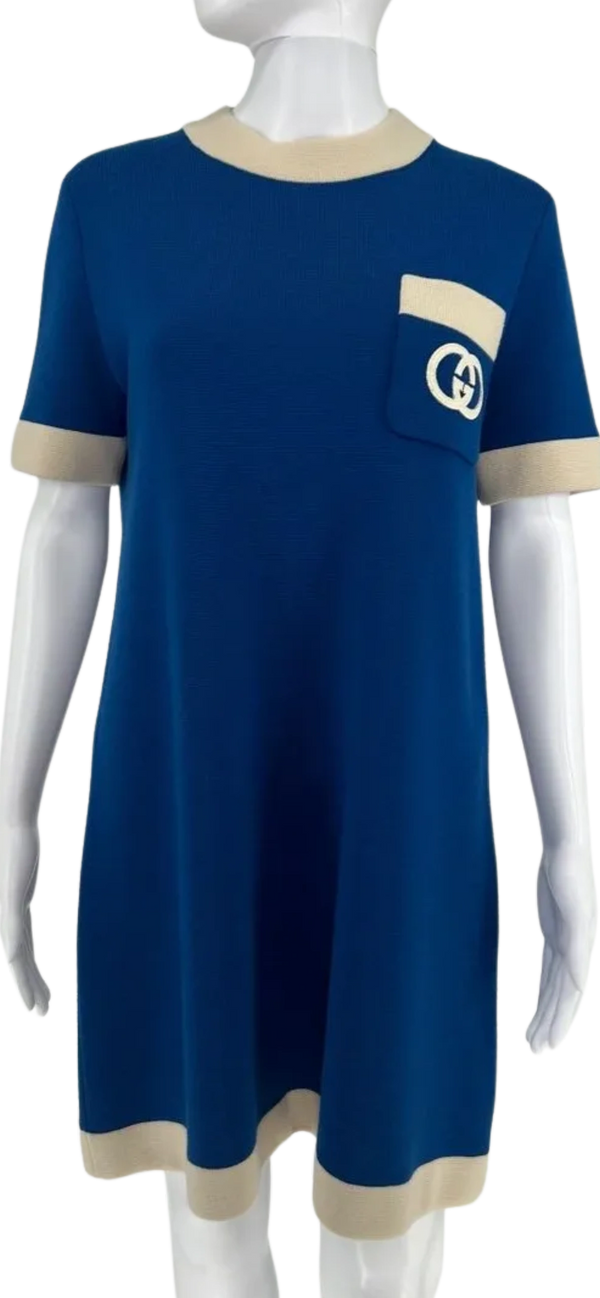 Gucci Blue Knit Wool Mini Dress – Size Large
