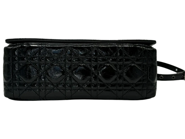 Christian Dior Black Patent Leather Caro Medium Bag